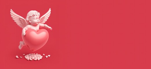 valentine day cupid angel with heart with generative ai