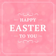 Happy Easter vintage curved ornate pink greeting social media post design template vector flat