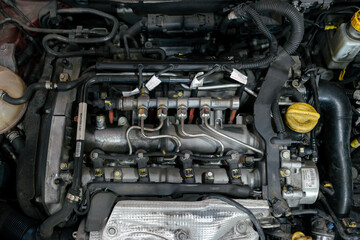 Car hood opened in a garage