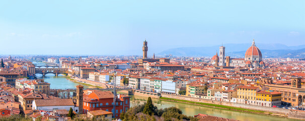 View of Florence after sunset from Piazzale Michelangelo, Florence, Italy