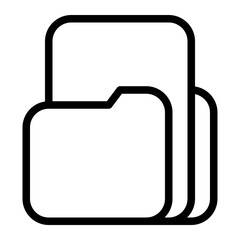 Isolated file and folder in outline icon on white background. Portfolio, storage, document, directory, office, stationery