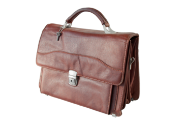 men's vintage leather bag for documents, on an isolated background