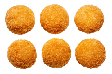 Crispy Cheese ballon white background, Cheese ball or cheesy puffs in paper bucket on white PNG file.