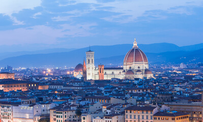 Fototapeta na wymiar Panorama of Florence and Cathedral of Santa Maria del Fiore (Duomo) in Florence