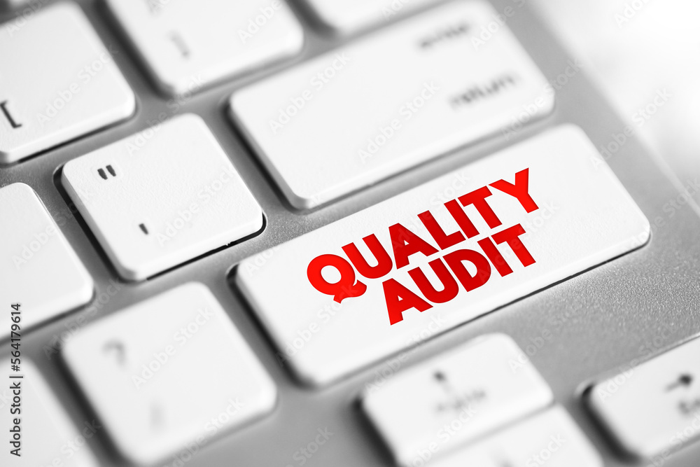 Aufkleber quality audit - systematic examination of an organization's quality management system, text concept 
