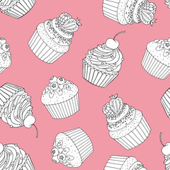 Sweets seamless pattern. Vector illustration.