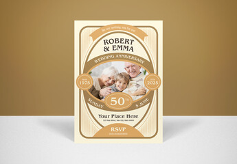 Brown Retro Invitation Anniversary Layout
