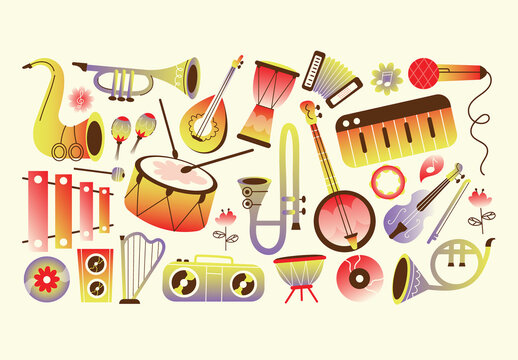 Broken White Gradient Style Spring Music Illustration
