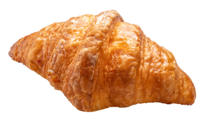 Freshly baked croissant isolated on white background, Sweet croissant isolated on white background PNG file.