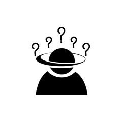 Questions mark over head depicting confusion thoughtful uncertain etc. Vector design.