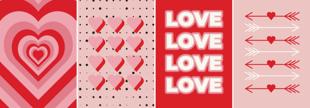 A Set of Four Valentine Minimalist and Sophisticated Graphics Resources.  Seasons of Love Graphics Illustration. Vector Illustrations - Powered by Adobe