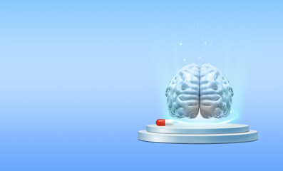 Brainstorming, finding a creative idea solving a problem, 3d Brain  medical and healthcare, checking and analysis alzheimer's disease and dementia of brain.