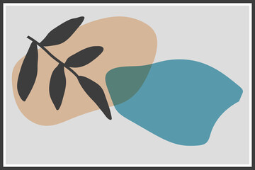 Minimal art. Plant artistic. Boho floral hand drawn vector background with abstract plant.