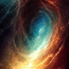 Cosmic background with space. Galaxy rainbow colored wave. Swirling light halation. AI generative 