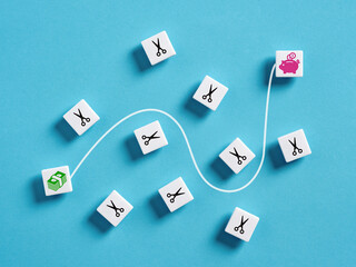 Taxation or tax cuts. Business budget cut. Tax and savings. Bypassing tax cuts and increasing...