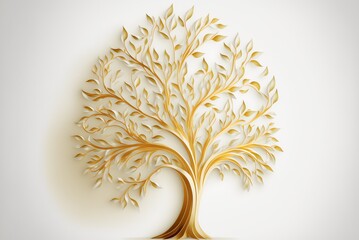 golden life tree made with generative ai, vector style, flat illustration
