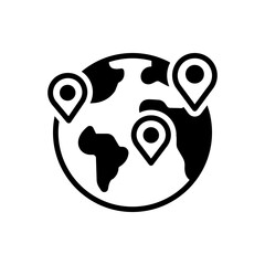 Black solid icon for geographical