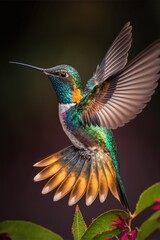 Fototapeta na wymiar Beautiful flying hummingbird. Generative AI.