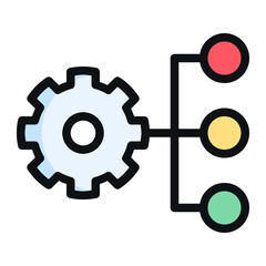 Isolated gear in flat icon on white background. Plan, task, workflow, structure, production