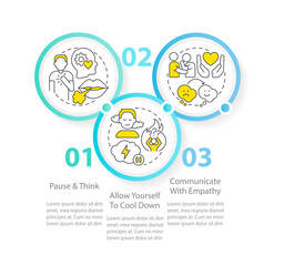 Fototapeta premium Resolve conflicts with teen circle infographic template. Family. Data visualization with 3 steps. Editable timeline info chart. Workflow layout with line icons. Myriad Pro-Regular font used