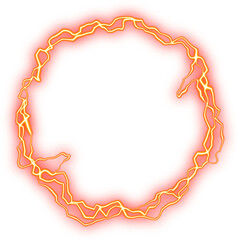 glowing orange neon line circle frame