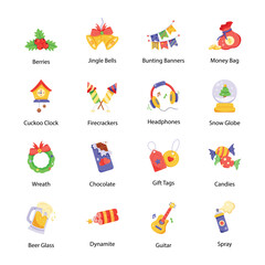 Collection of Celebration Flat Icons 