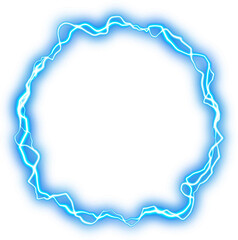 glowing blue lightning line circle frame