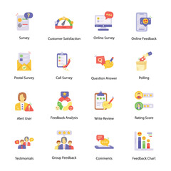 Pack of Survey Flat Icons 

