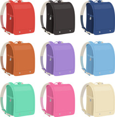 ランドセルセット_ベクターイラスト