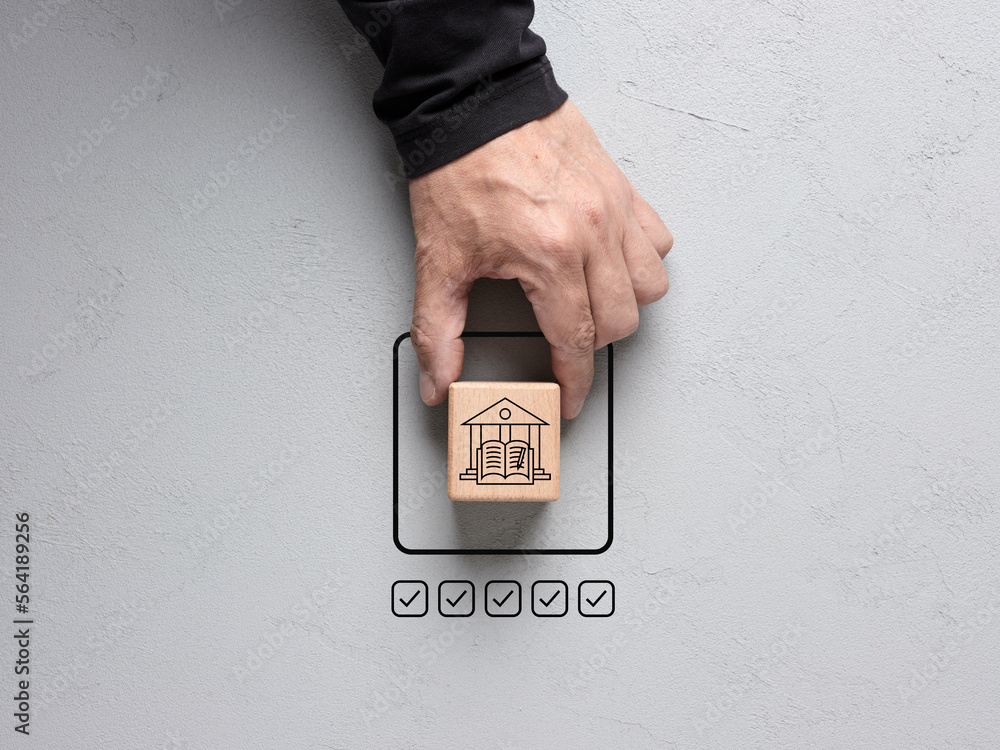 Poster evaluating the quality of a university or academy. quality in higher education.