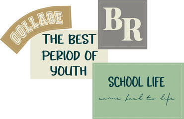 slogan retro school logo fashion print 