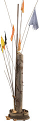 Isolated PNG cutout of a rusty metallic flag pole on a transparent background, ideal for photobashing, matte-painting, concept art