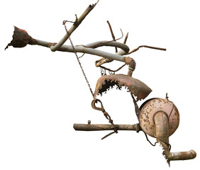 Isolated PNG cutout of a rusty chair on a transparent background, ideal for photobashing, matte-painting, concept art