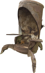 Isolated PNG cutout of a rusty chair on a transparent background, ideal for photobashing, matte-painting, concept art
