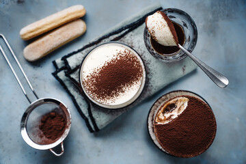 chocolate cake and coffee tiramisu dessert