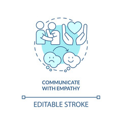 Communicate with empathy turquoise concept icon. Resolve conflicts with teen abstract idea thin line illustration. Isolated outline drawing. Editable stroke. Arial, Myriad Pro-Bold fonts used