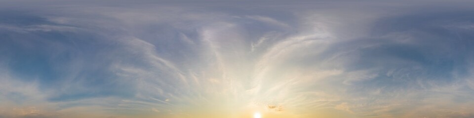Blue summer sky panorama with light Cirrus clouds. Hdr seamless spherical equirectangular 360...