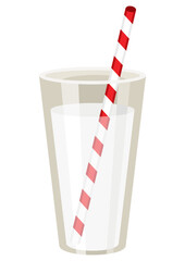 Glass of milk with straw
