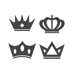 Collection Of Antique Gold Crowns For Design Elements Vector