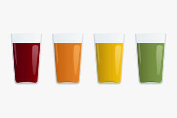 Natural fruit juice in a glass. organic eco product. Vector colorful illustration with gradient.