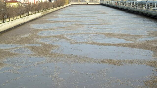 irty Waste Water in the Pool of the Treatment Plant 4K