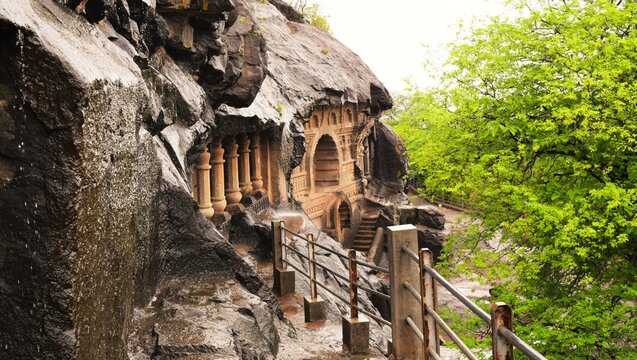 Pandavleni caves situated in Nashik, Maharashtra, India. This 3rd BC caves were built by Hinayana Buddhists.
