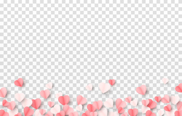 Multicolored paper hearts png. Heart shaped paper confetti png. Paper decorations png. Vector illustration. Hearts for Valentine's Day, March 8, Mother's Day.