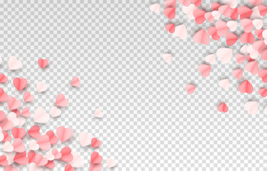 Multicolored paper hearts png. Heart shaped paper confetti png. Paper decorations png. Vector illustration. Hearts for Valentine's Day, March 8, Mother's Day.