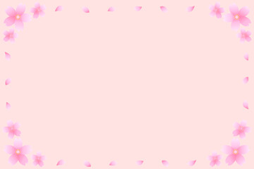 Fototapeta na wymiar ピンク色の背景に桜の花のフレーム