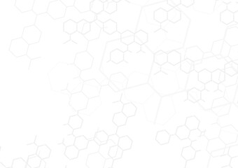 Structure molecule science background. Abstract scientific hexagon network. White concept design vector.