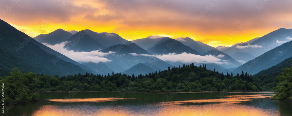 Canvas Prints sunset in the mountains