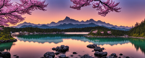 sunrise over lake