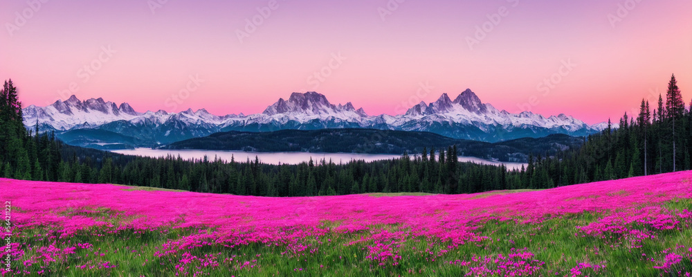 Poster sunset in the mountains