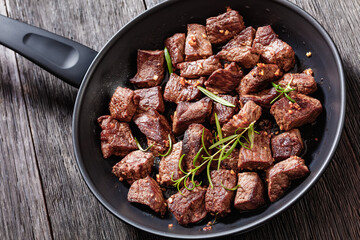 seared juicy new york strip steak bites